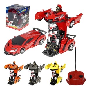 Carrinho De Controle Remoto Vira Robô Corrida Transformers 