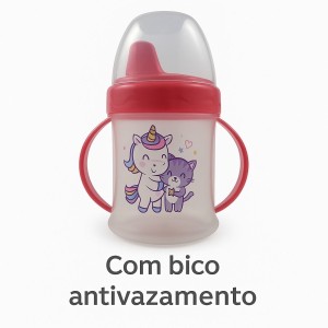 Copo De Transição Para Bebê C/ Alça E Bico Rígido 220ml Rosa
