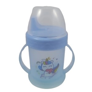 Copo De Transição Para Bebê C/ Alça E Bico Rígido 220ml Azul