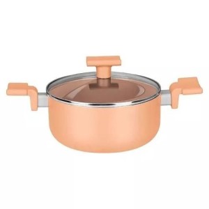 Caçarola Linha Lumi 22cm 3,6L com Tampa de Vidro Temperado  Panela Antiaderente Cerâmico Reforçado