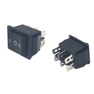 Chave Gangorra (ON)-OFF-ON 6P Preta KCD2-213-3 Momentanea ON