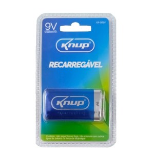 Bateria 9V 450mAh Recarregavel Knup KP-BT9V