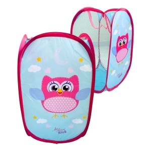 Cesto De Roupa Organizador Multiuso Tecido Dobrável Coruja Telado